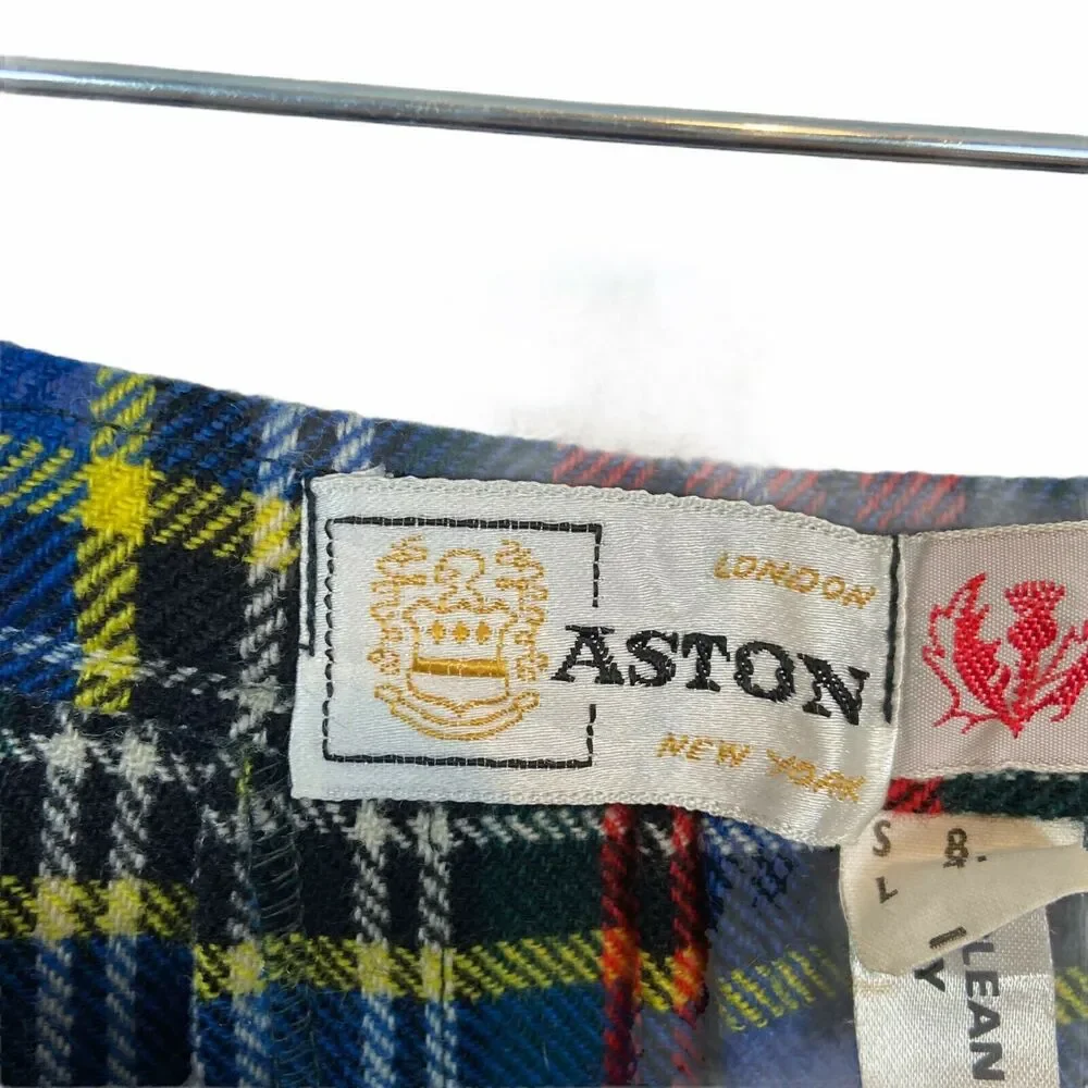 Scottish Tartan Skirt Size XS Kilt Retro Vintage Aston Women Wool Red Black Blue